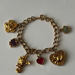 Disney Minnie Mouse Best Friends Charm Gold Tone Link Bracelet